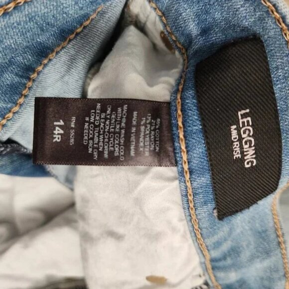 Express Mid Rise Distressed Jeggings – Light Wash, Size 14R - Picture 2 of 4